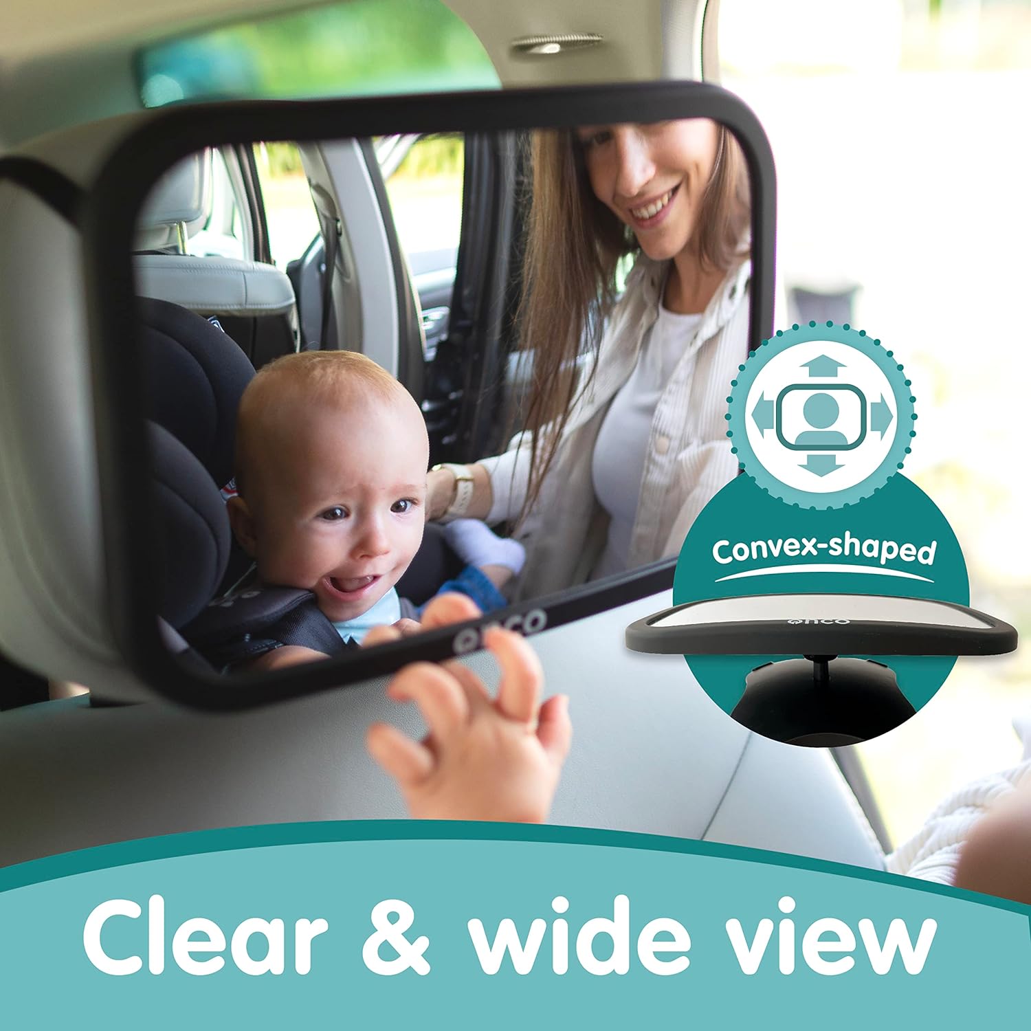 Onco Baby Car Mirror Rear-facing - Platinum Award Winning Car Mirror Baby Rear Facing Seat, Baby Essentials for Newborn, 100% Shatterproof Baby Mirror for Car, 360° Car Seat Mirror Rear Facing Infant - Image 2